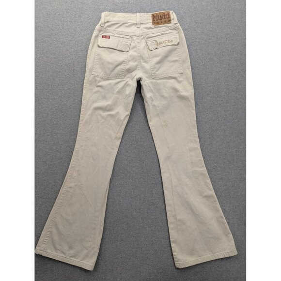 Mudd Jeans Womens 1 Cream Flare 100% Cotton Twill Back Flap Pockets Y2K Style - Picture 9 of 15